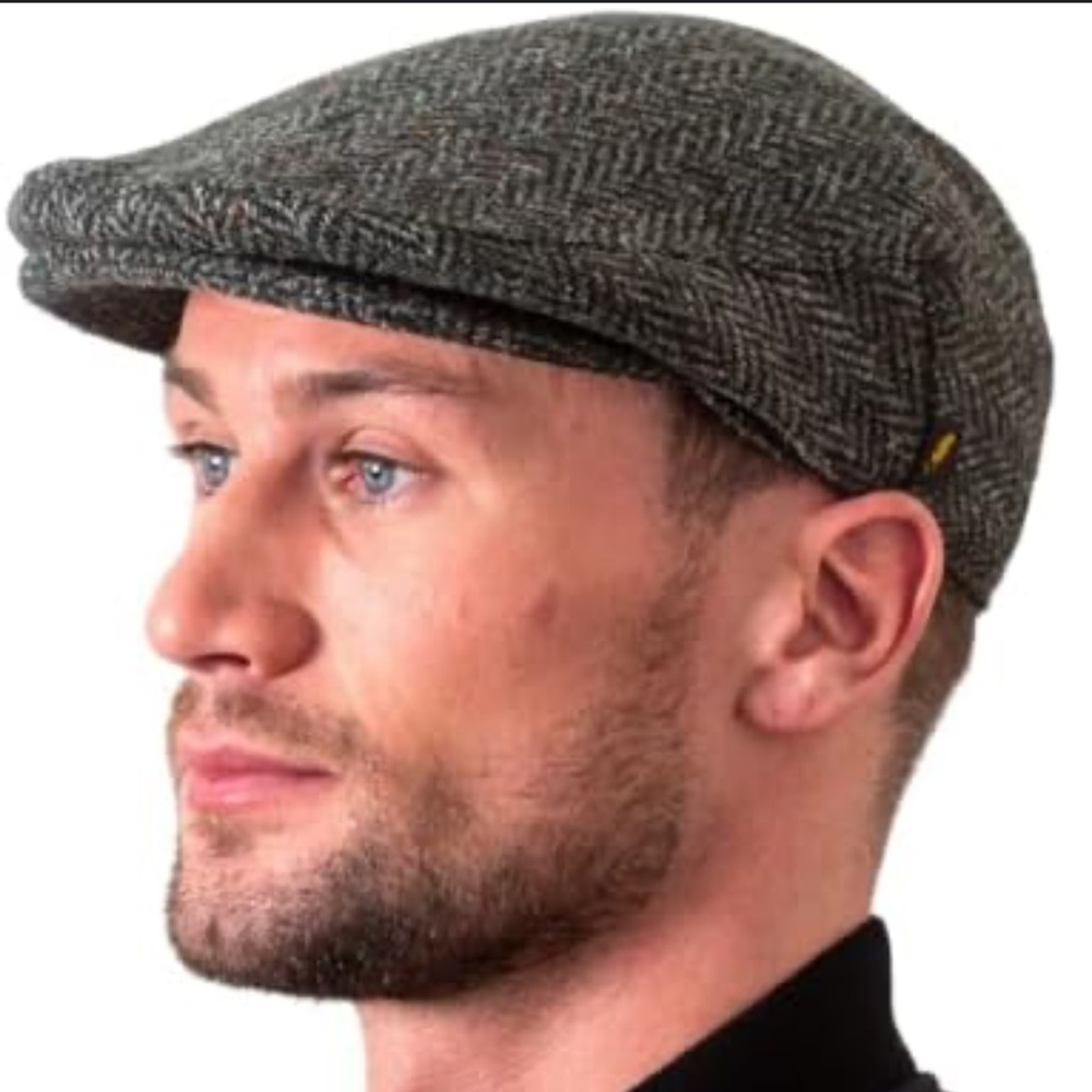 Tweed Flat Cap 100% Irish Wool Handmade Ireland Men Casquette Charcoal size M